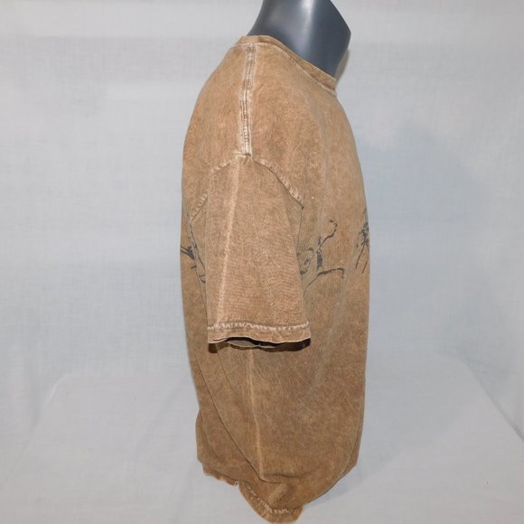 VTG 90s Stone Aged Rockwear Mens L Brown Shirt Petroglyphs Native acid wash - Picture 8 of 11